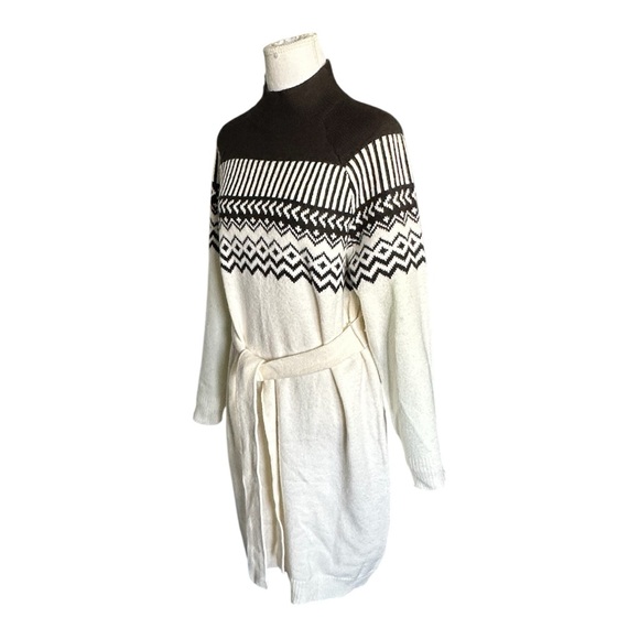 Ann Taylor NWT Fair Isle Wool Blend Sweater Dress Winter White Sz M - Picture 6 of 10